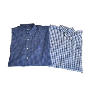 2 Ralph Lauren Button Down Shirts Mens Large Blake & Custom Fit 100% Cotton
